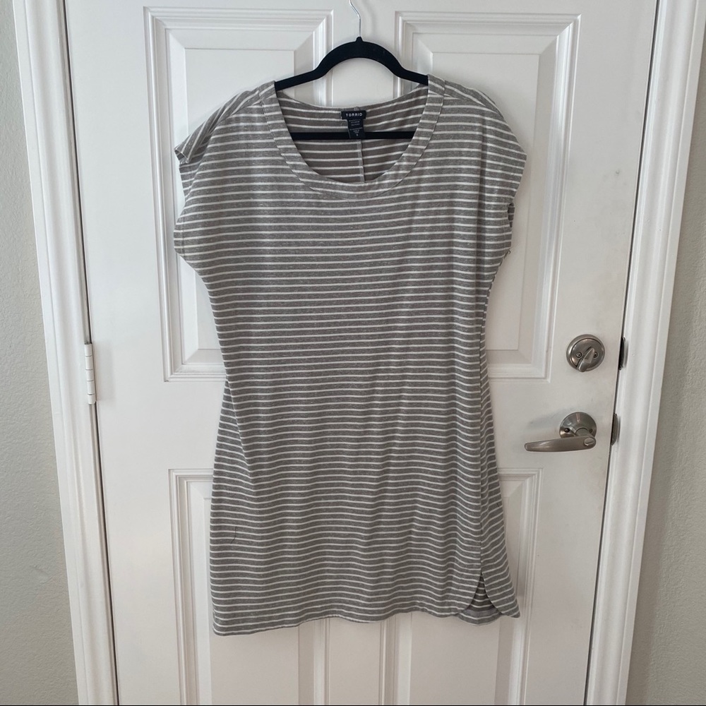 Gray and white striped tshirt dress